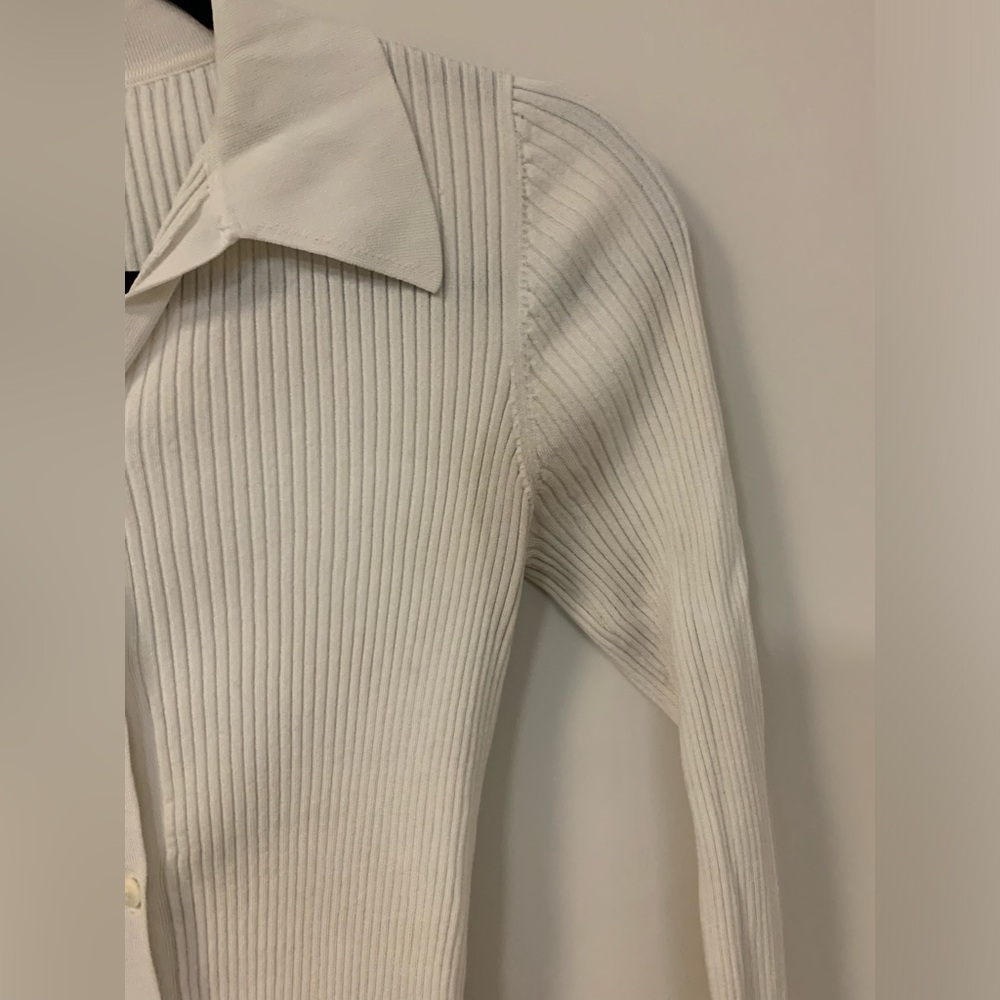 Babaton White Ribbed Button-Up Top - image 2